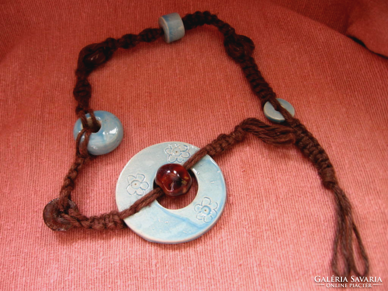 Industrial hanging ceramic cord braided ornament