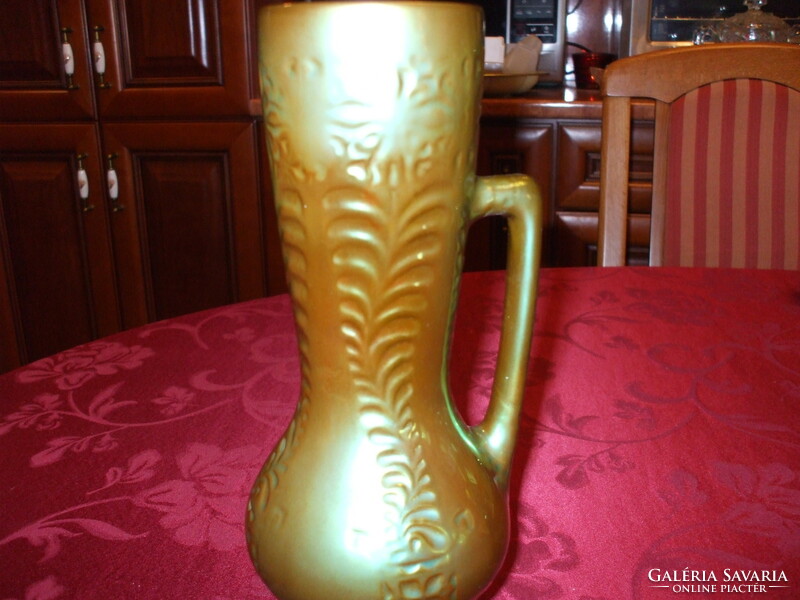 Zsolnay eozin folk vase with ears