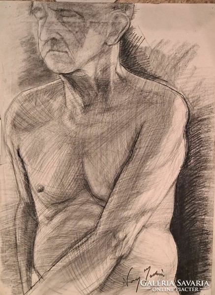 István Nagy: charcoal drawing, graphics. Ii. Size: 60x40 cm.