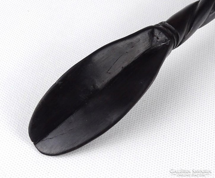 1K802 old carved human head exotic hardwood shoe spoon 32 cm