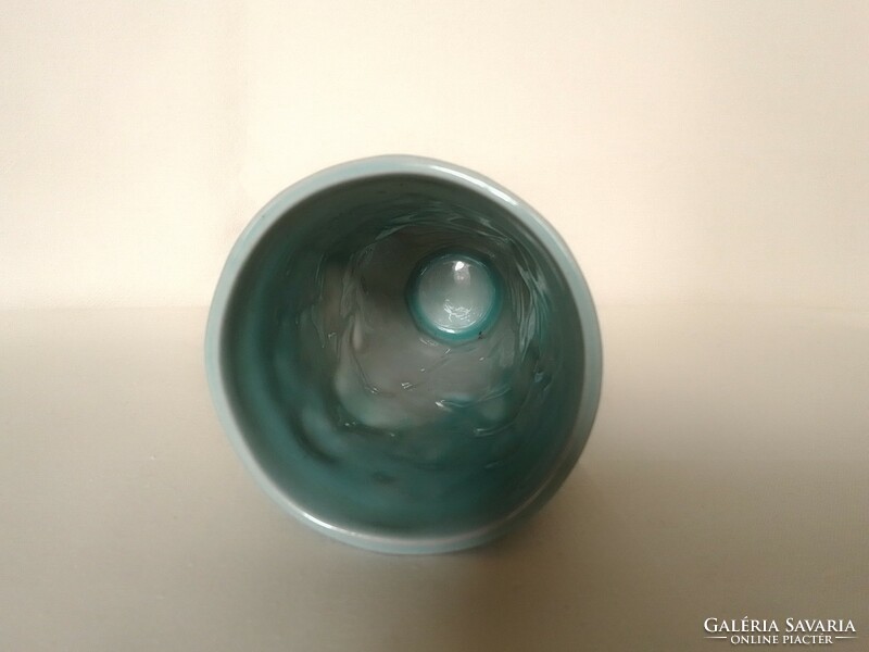 Old ceramic earthenware blue underglaze Zsolnay vase glass vintage wine jar girl grape rare collectors