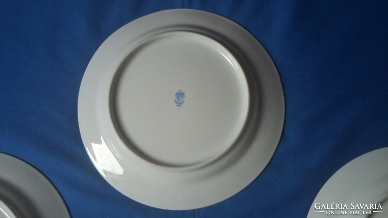 Four old lowland porcelain flat plates with a flower pattern