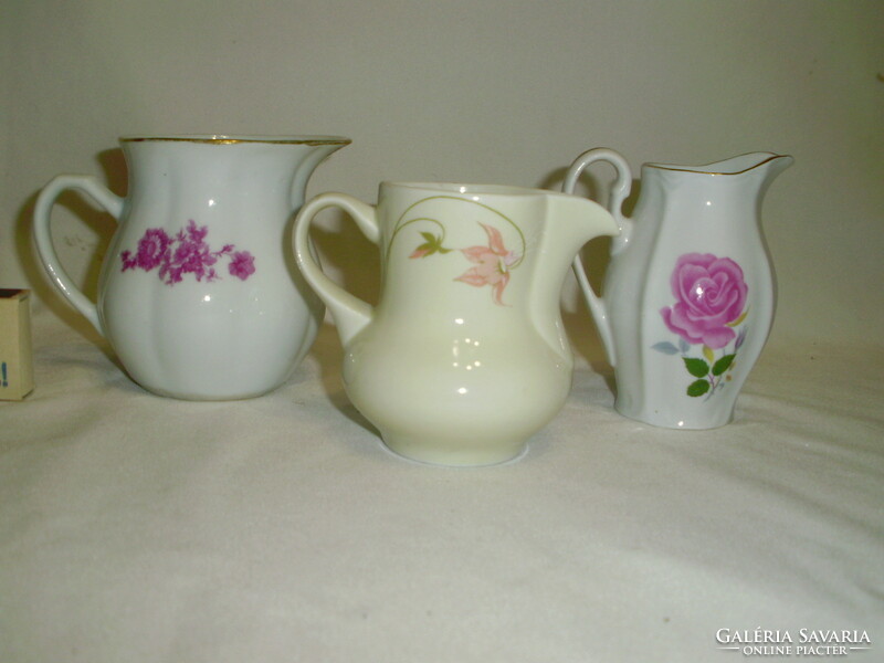 Porcelain spout, small jug - three pieces together - hólloháza, ....