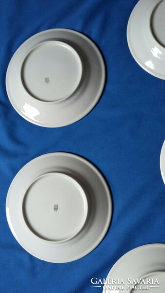 7 old blue-striped Zsolnay small plates + 1 plain