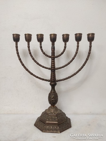 Antique menorah patinated copper menorah Judaica Jewish candle holder 7 branch candle holder 945 6070