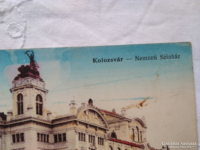 Antik magyar képeslap/fotólap Kolozsvár Nemzeti Színház 1916 Weiszfeiler Sándor kiadása