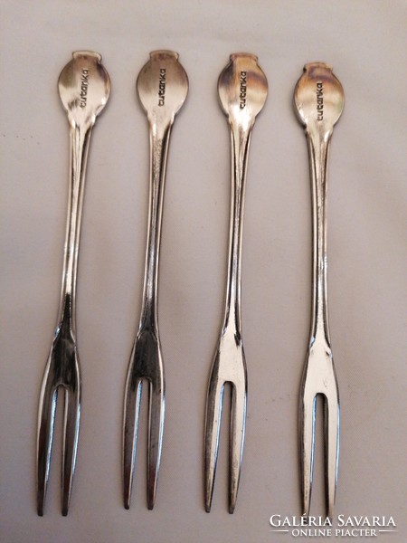 Japanese tutanka silver-plated fork with fire enamel inlay 4 pcs