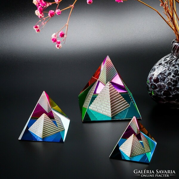 Crystal pyramid with beautiful color splendor.