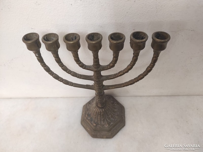 Antique patinated brass menorah menorah Jewish candle holder 7 branch copper candle holder 464 5904