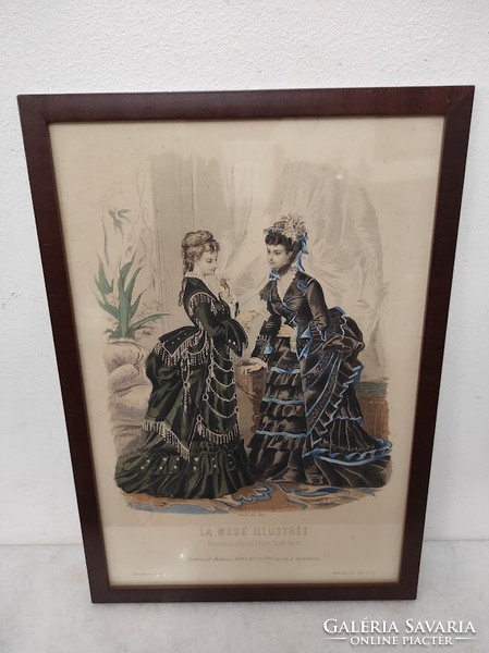 Antique Biedermeier print picture wall decoration dress fashion in frame 487 5927