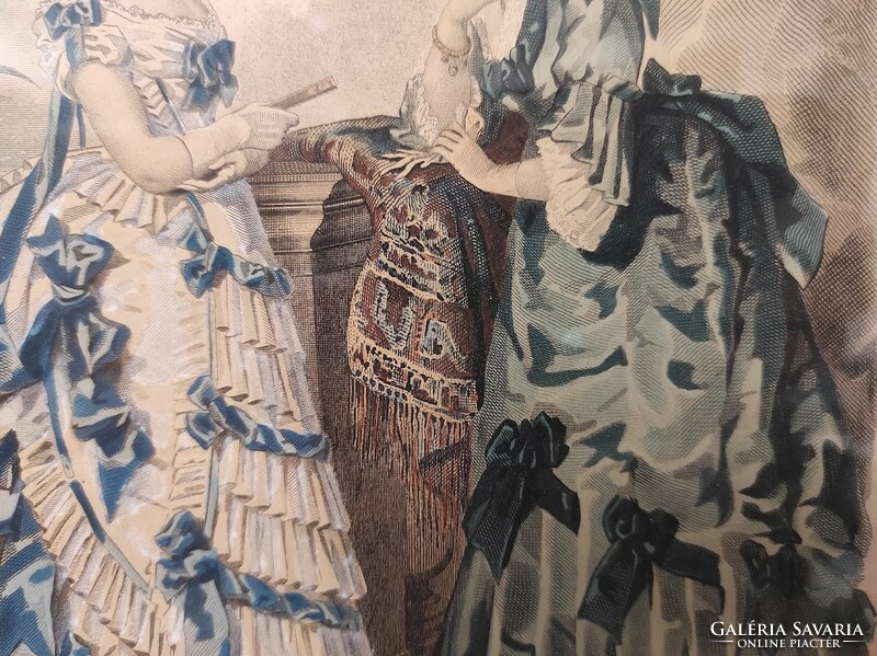Antique Biedermeier print picture wall decoration dress fashion in frame 491 5931