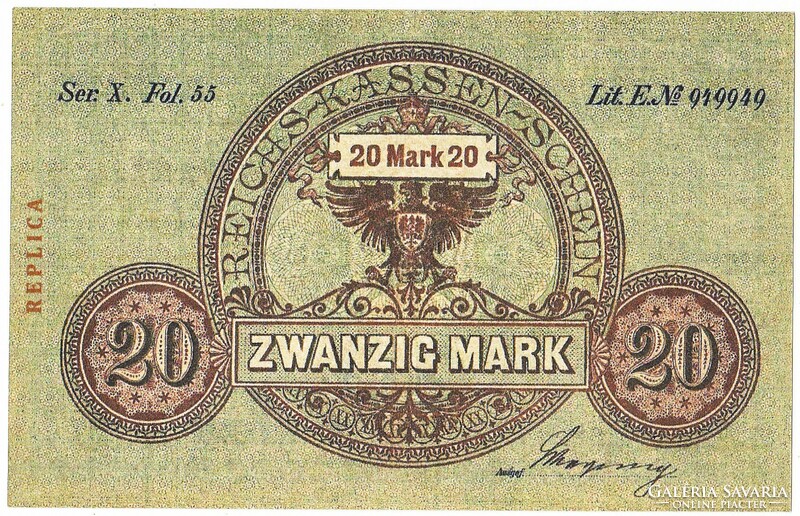 Germany 20 marks 1874 replica unc