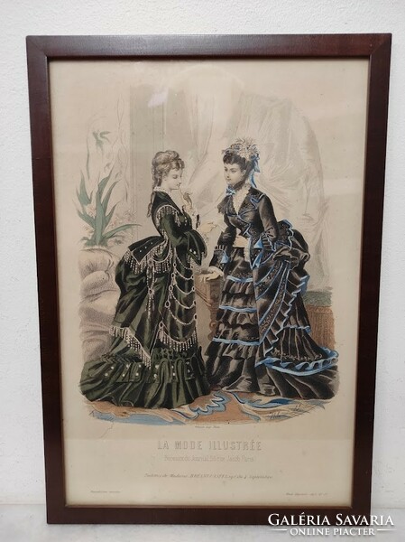 Antique Biedermeier print picture wall decoration dress fashion in frame 487 5927