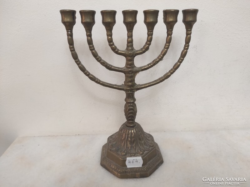 Antik patinás sárgaréz menora menóra zsidó gyertyatartó 7 ágú réz gyertya tartó 464 5904