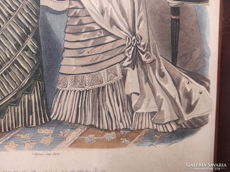 Antik biedermeier nyomat kép fali dekoráció ruha divat keretben 494 5934