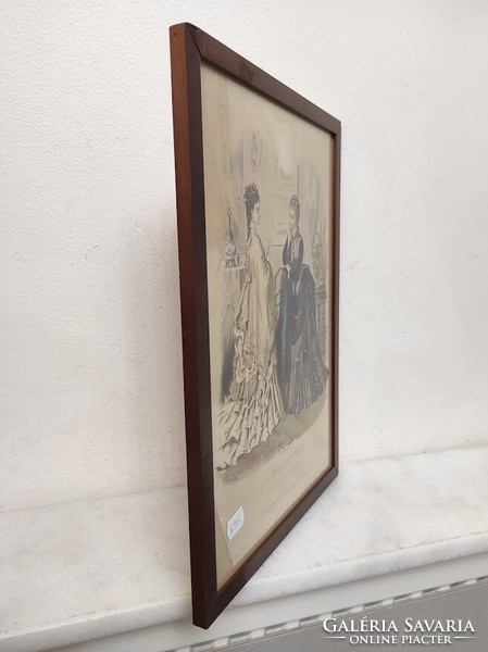 Antik biedermeier nyomat kép fali dekoráció ruha divat keretben 495 5935