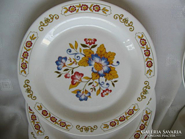4 pieces of milk glass Jena-style floral plate in one