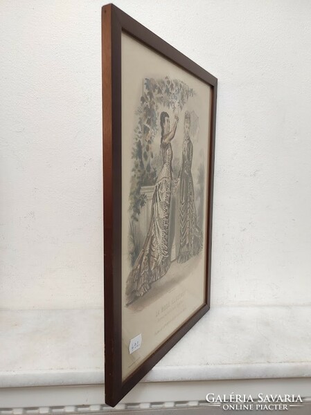 Antique Biedermeier print picture wall decoration dress fashion in frame 492 5932