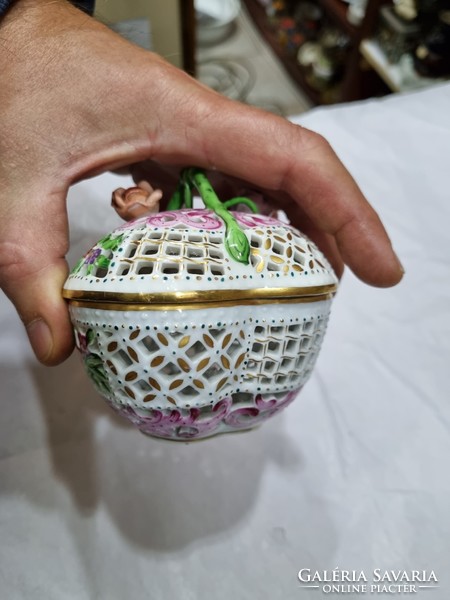 Herend porcelain openwork bombonier