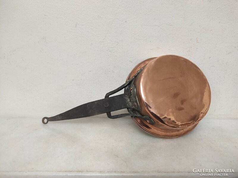Antique kitchen utensil with handle, tool, forged iron handle, tinned red copper 961 6073