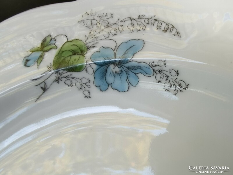 Antique art nouveau purple thick-walled porcelain round side dish