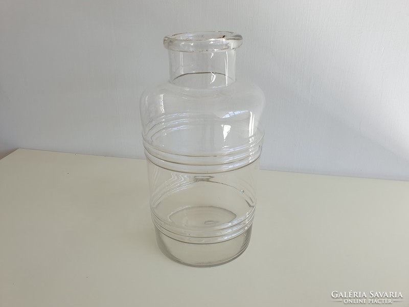 Régi vintage befőttes üveg 3 literes csíkos domború mintás hordó alakú