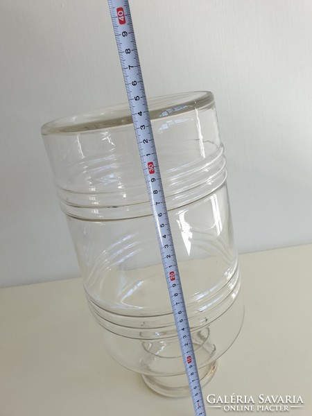 Régi vintage befőttes üveg 6 literes csíkos domború mintás hordó alakú