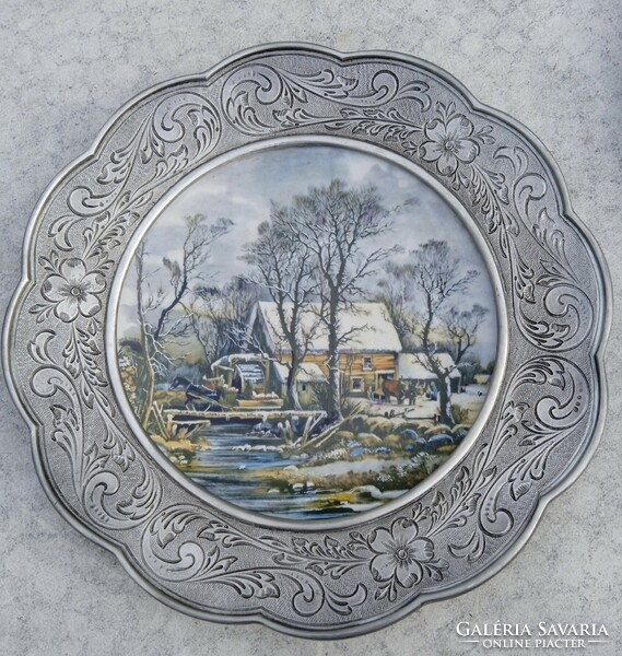 Wmf zinn wall plate with special porcelain