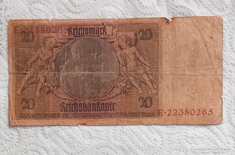 Old German 20 Reichsmark /1929/ banknote