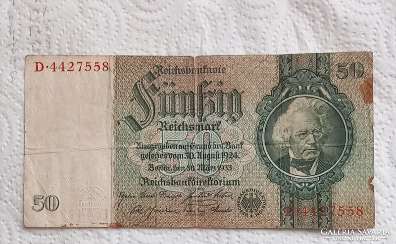 Régi (eredeti) német 50 Rentenmark /1933/ papírpénz