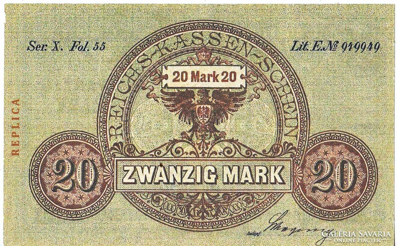 Németország 20 márka 1924 REPLIKA UNC