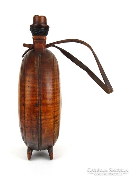 1D594 antique marked carved wooden water bottle 1872