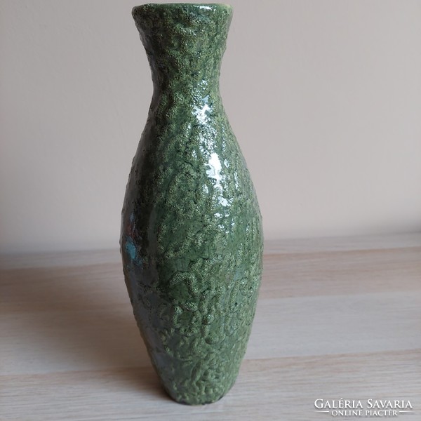Mid century retro zöld kerámia váza