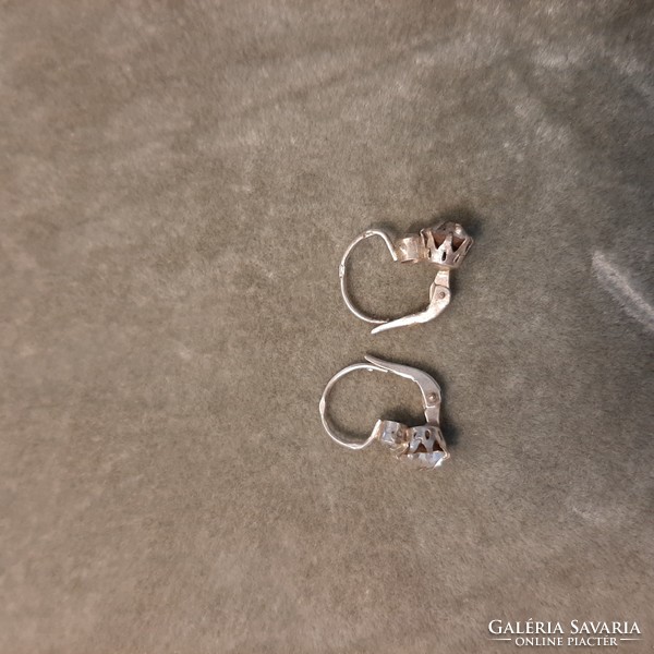 Antik ezüst üvegköves fülbevaló pár