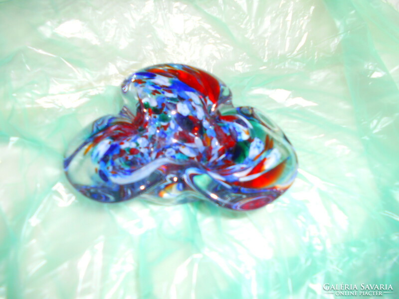 Handmade glass bowl - thick multicolored glass