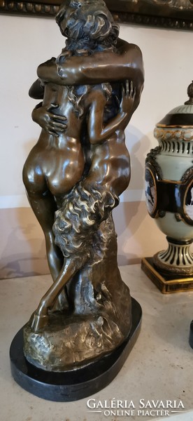 Nimfa és Faun - bronz szobor műalkotás