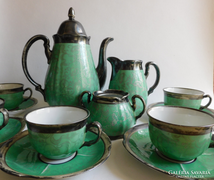 Antique waldershof fn Bavarian coffee set with real silver from the 1920s