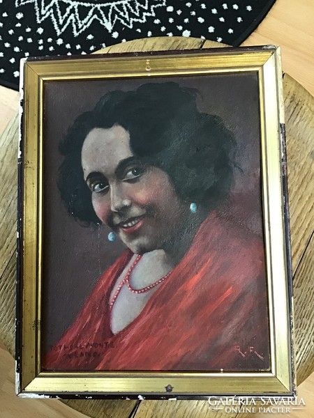Antique Toti dal monte Italian opera singer self-portrait oil painting