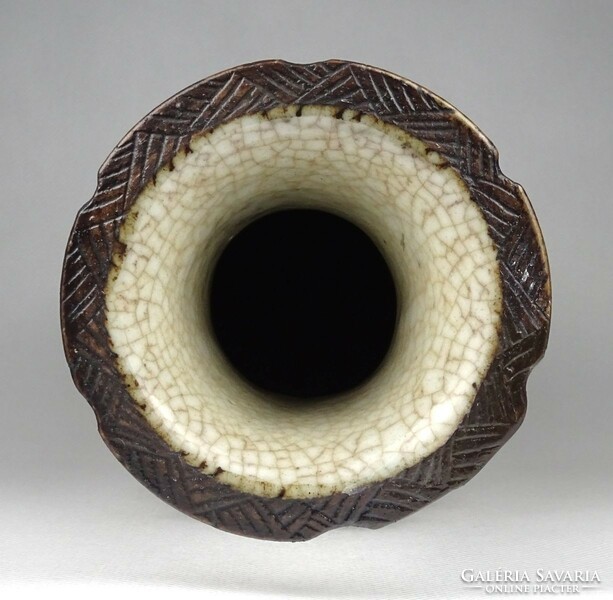 1I024 Antik jelzett nagyméretű kínai sárkány díszes porcelán váza 30 cm