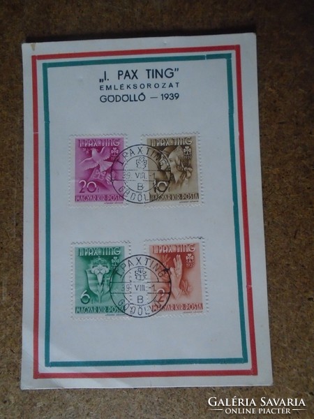 D190973 scout memorial card i. Pax ting Gödöllő 1939 commemorative stamp