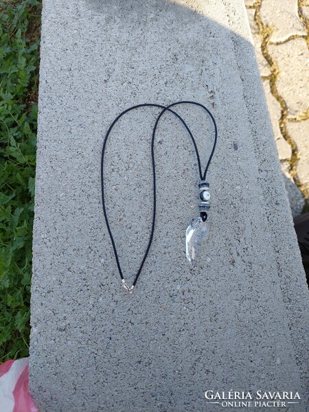 Pendant with Swarovski crystals, glass beads on a chain with silver fittings