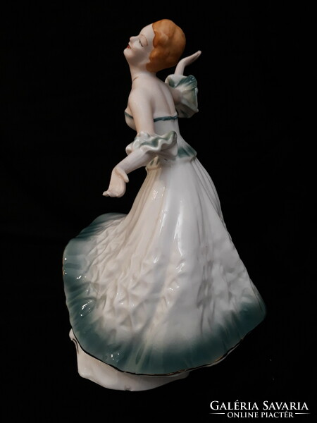 Porcelain dancing ballerina - Romanian, marked, porcelain statue, figurine, nipp