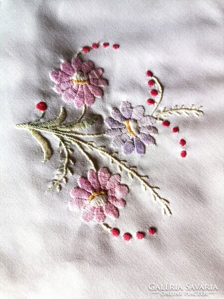 Kalocsai hímzett terítő, virág mintás asztalterítő, kézzel készített asztalterítő,nőnapi ajándék