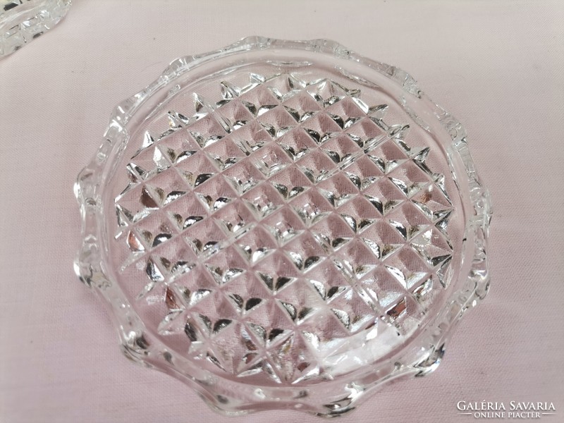 Retro glass small plate with crystal pattern, 4 glass small plates, retro gift cake plates