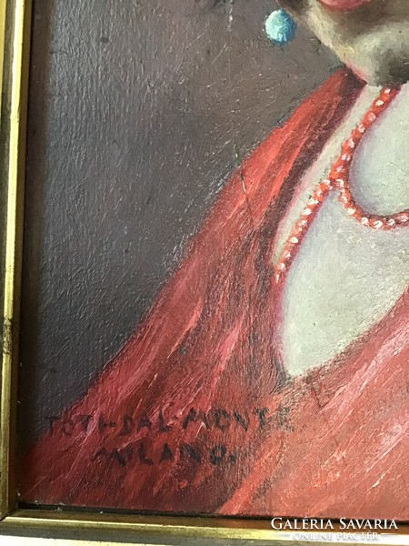 Antik Toti Dal Monte olasz operaénekesnő önarcképe olaj festmény