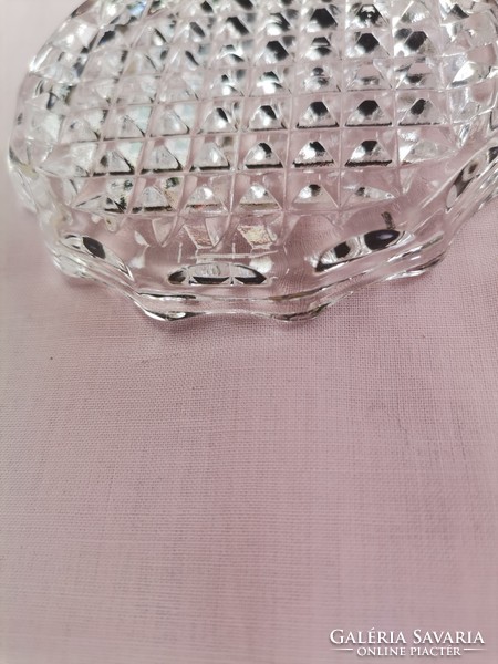 Retro glass small plate with crystal pattern, 4 glass small plates, retro gift cake plates