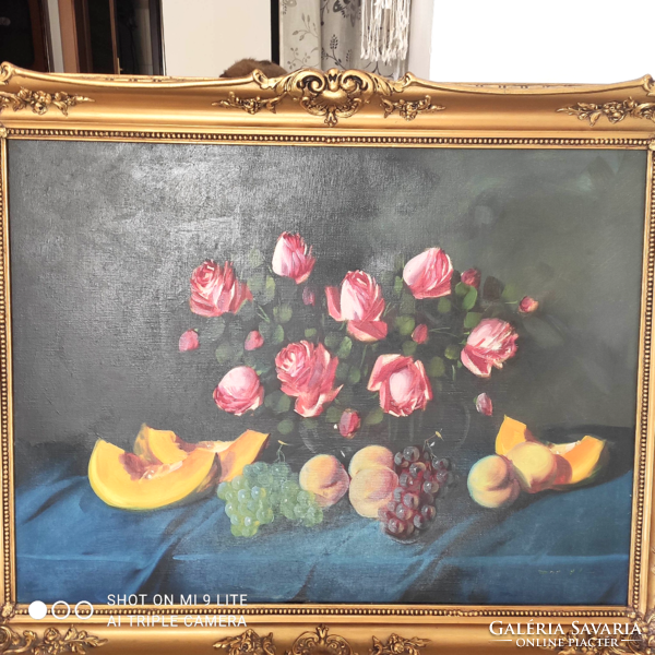 Murin Vilmos nagy méretű csendélet 73.5 x 94.5 cm