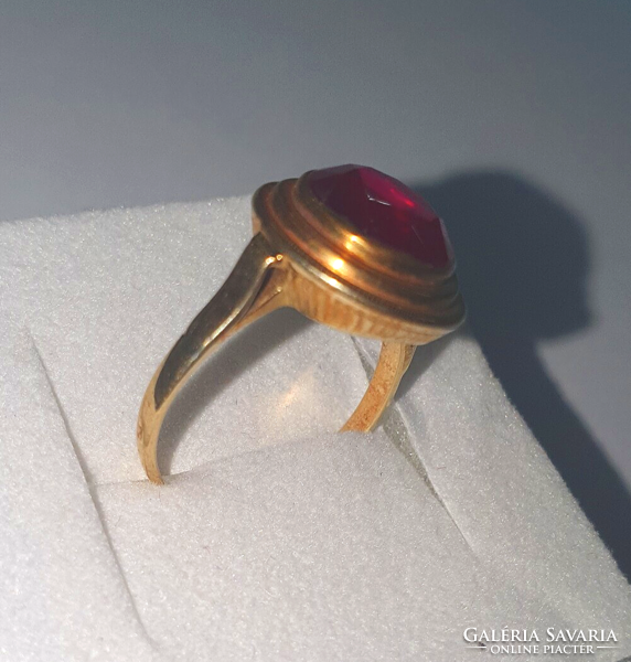 Antik Piros köves gyűrű