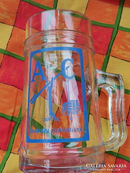Glass beer mug, beer glass mug with Hungarian inscription, unique gift for men, beer mug with ear