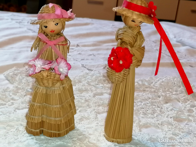 Kézműves szalma dísz babák, dekorációs célra 14.